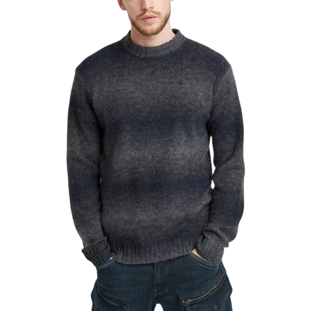 G-Star Raw Men Gradient Knit Sweater Crewneck Wool Blend Legion Blue XL